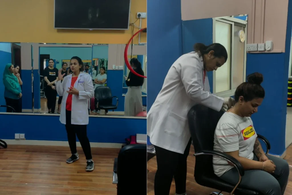 physiospire-group-learning-session Physiotherapy group session with students attending a live seminar and learning clinical concepts